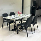 Saddle leather modern light luxury dining chair