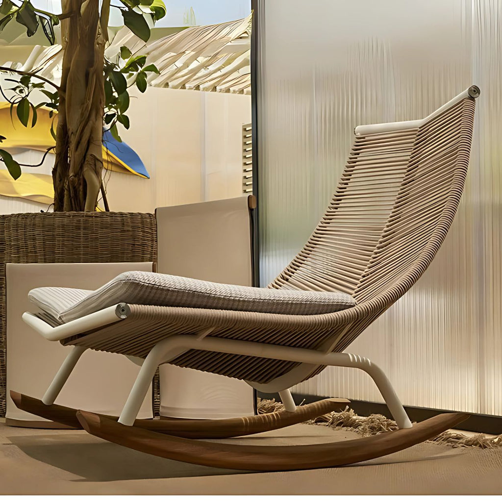 Modern Nordic Rattan Rocking Chair Outdoor Balcony Sofa