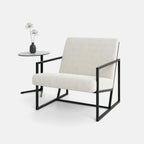 Luxe Off White Boucle & Black Chair