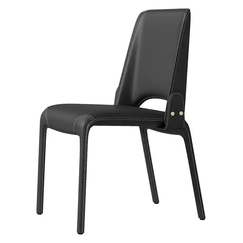 Saddle leather modern light luxury dining chair