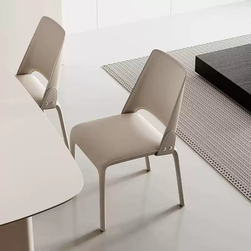 Saddle leather modern light luxury dining chair