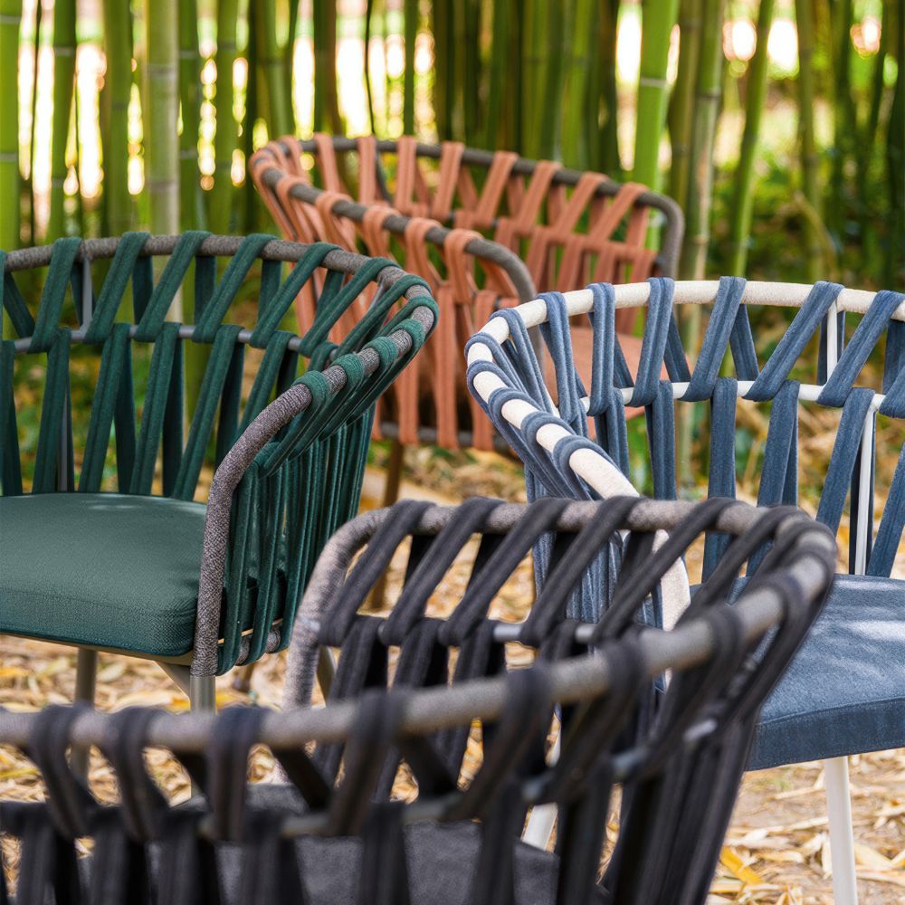Modern Woven Rope Rattan Chair for Courtyard & Café