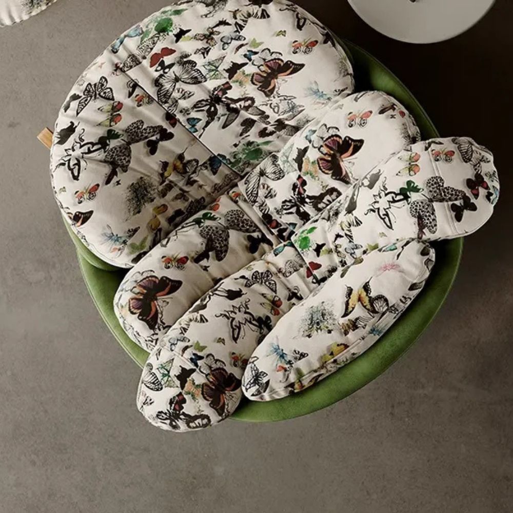 Butterfly Print Rocking Chair with Comfortable Upholstery